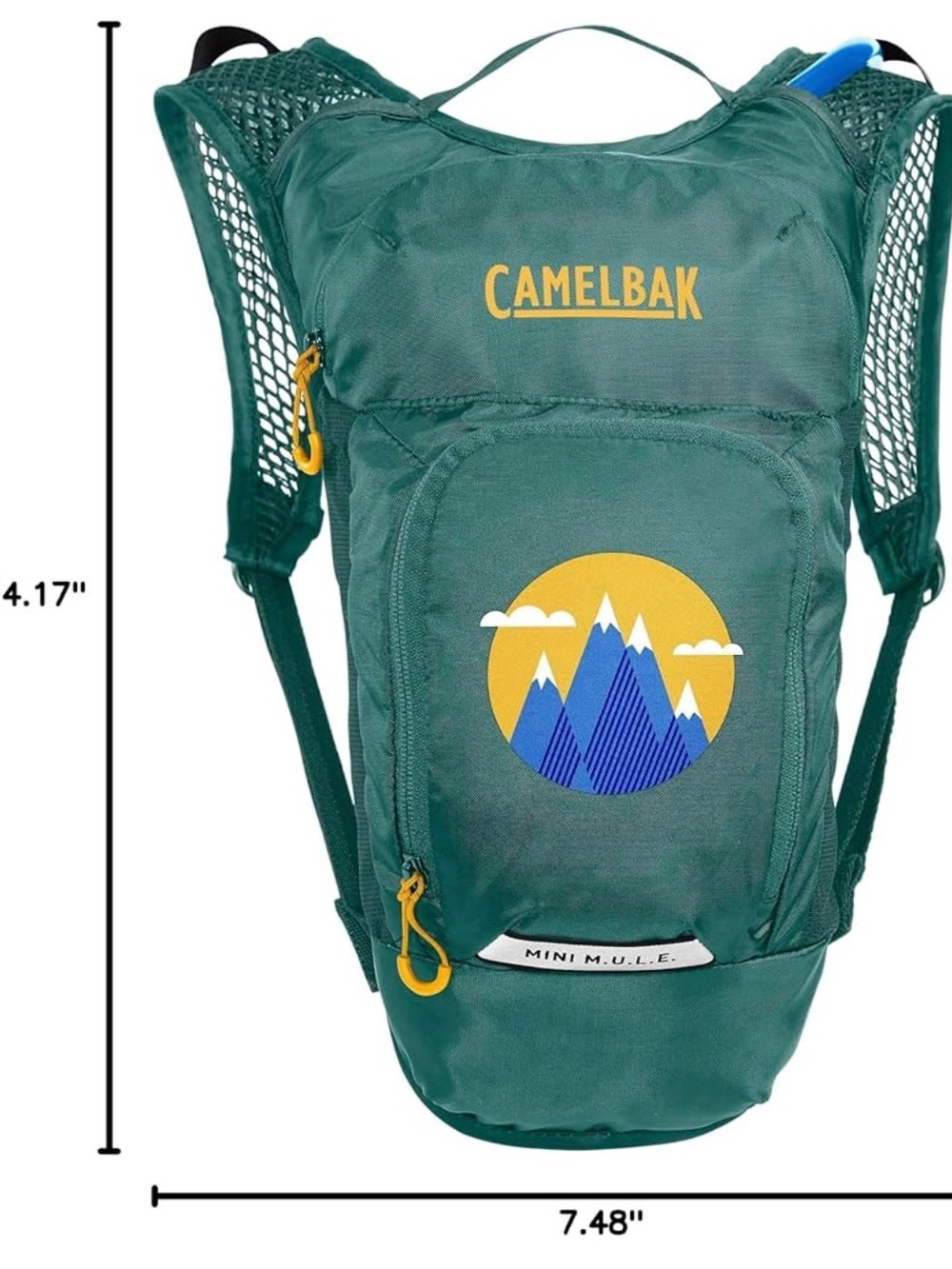 Camelbak Teal Green Mini M.U.L.E. Hydration Pack with Yellow Accents